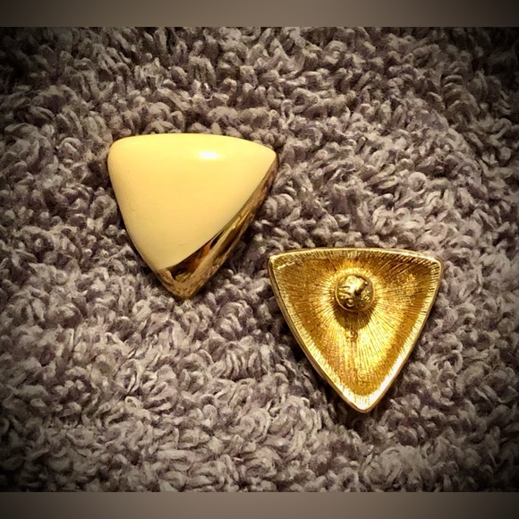 Monet Cream & Gold Toned Earrings - Picture 3 of 3